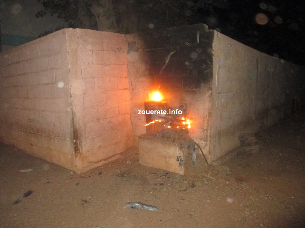 صورة الحريق قبيل وصل سيارة الإسعاف بلحظات