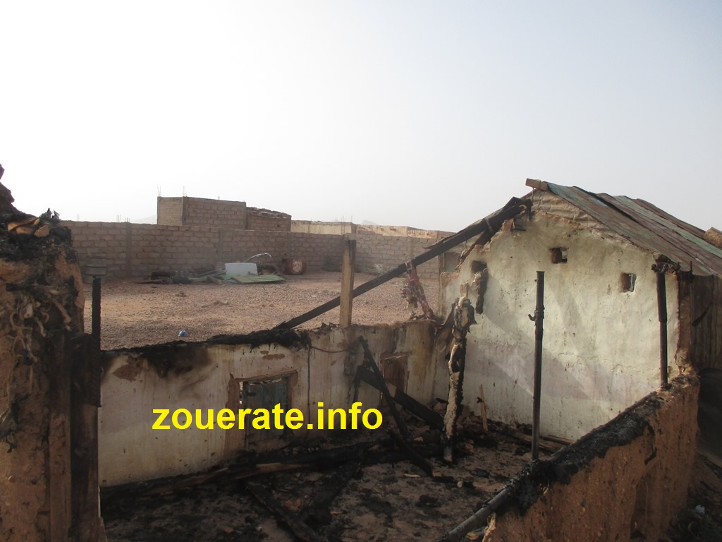 آثار أحد حرائق اليوم في افديرك وقد طال منزل ادوم ولد ابده