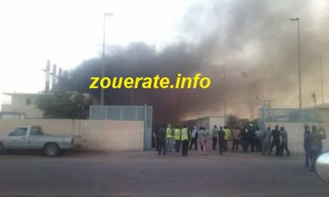 صورة من حريق اليوم في محطة كهرباء اسنيم قلب الغين
