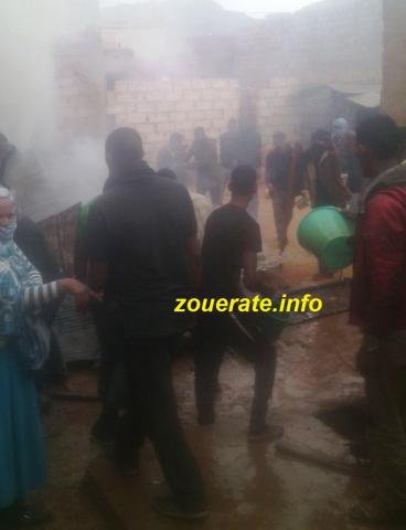 جانب من جهود إطفاء الحريق