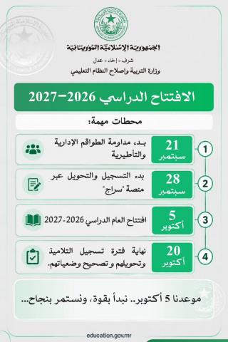 وزارة التربية : إفتتاح العام الدراسي ،5 اكتوبر 2026م